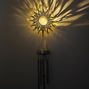 Solar Wind Chime Light: Laser-Cut Metal LED Lantern - Garden Decor