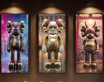 Decorative HypeBeast Wall Art Set Of 3, "MASKS" Kaws Style HypeBeast Set, Decorative HypeBeast Art, Hype  Beast Decor, Digital Download