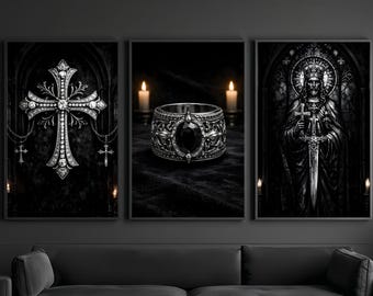 Hypebeast Chrome Hearts Wall Art Poster Set of 3, Dark Gothic