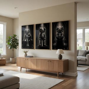 Kaws Wall Art Poster Set Of 3, Black Gold Hypebeast Room Decoration,Artful Hip Hop Decor Print, Kaws Figures Art, Streetwear Posters Canvas image 9