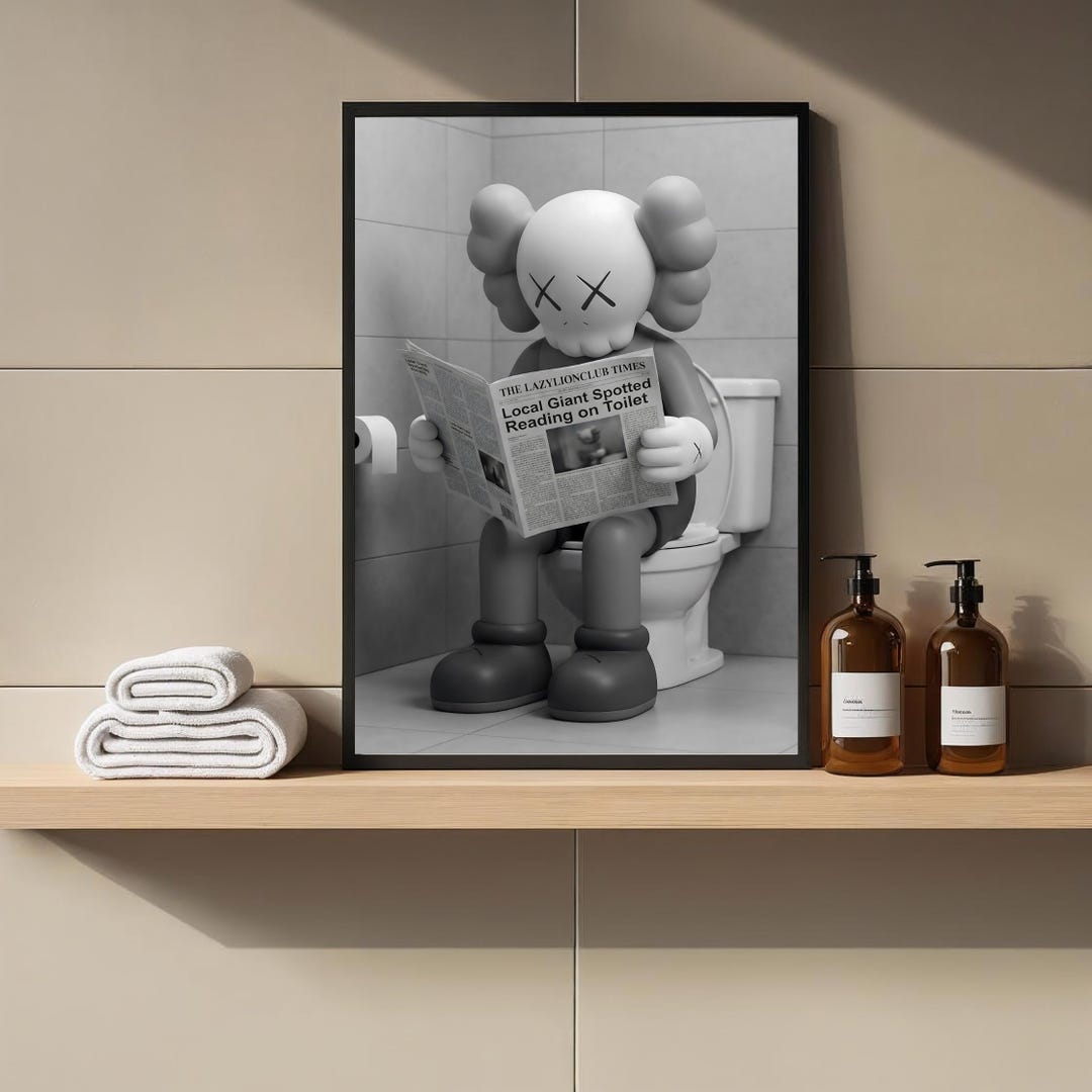 Funny Bathroom Hypebeast Kaws Style Wall Art Poster Set of 3, Kaws ...