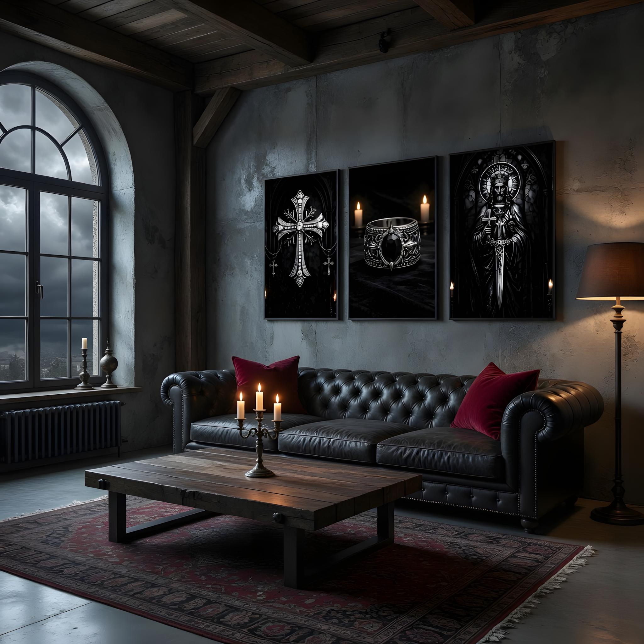 Hypebeast Chrome Hearts Wall Art Poster Set of 3, Dark Gothic