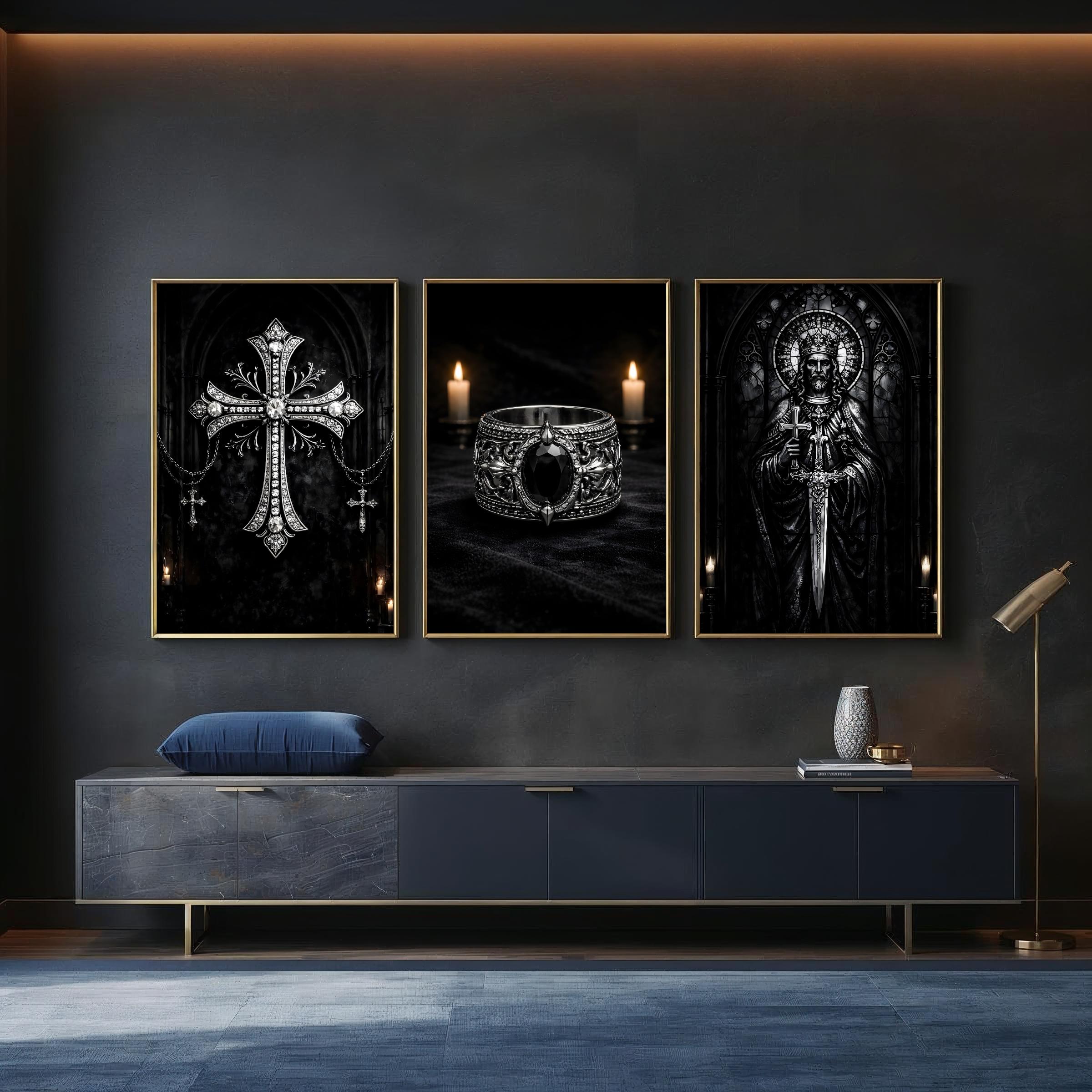 Hypebeast Chrome Hearts Wall Art Poster Set of 3, Dark Gothic