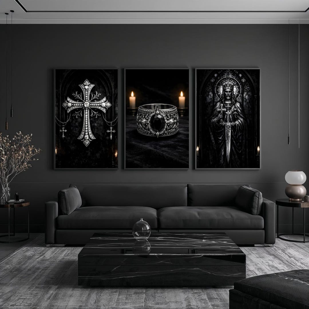 Hypebeast Chrome Hearts Wall Art Poster Set of 3, Dark Gothic