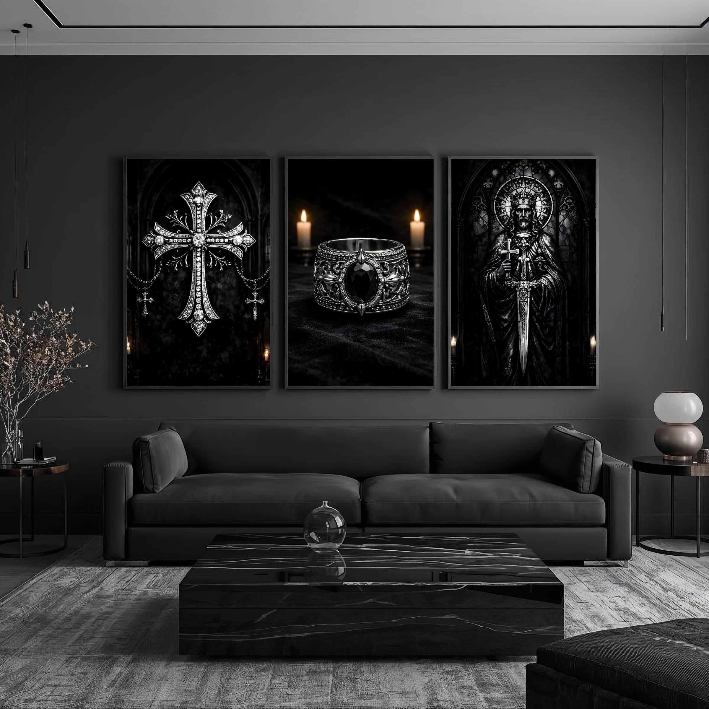 Hypebeast Chrome Hearts Wall Art Poster Set of 3, Dark Gothic