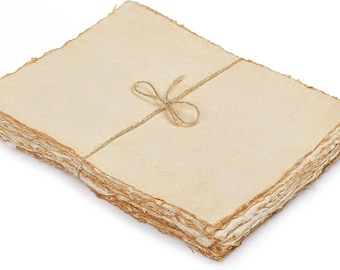 Handmade Deckle Edge Paper Sheets, Cotton Rag Stationery for Journals, Letters, Crafts (Acid Free)