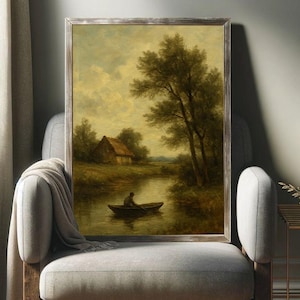 Rustic Landscape Art Print: Vintage Countryside View (Digital Download