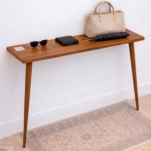 Slim Entryway Organizer,Handcrafted Solid Pine Console Table,Narrow Hallway Stand