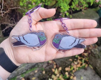 Pigeon Keychain: Single-Sided Epoxy Keyring