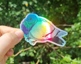 Holographic pigeon sticker