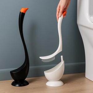 Modern Swan-Shaped Toilet Brush – Minimalist WC Brush with Holder – Deep Cleaning, Anti-Splash