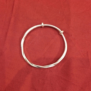 925 Silver Twisted Silver Bangle, Two Strand Silver Bracelet Bangle, Hammered Mobius Bangle, 925 Sterling Silver, Adjustable Bangle, Jewelry