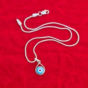 Blue Evil Eye Necklace Eye Pendant Chain Silver Evil Eye Necklaces Dainty Evil Eye Nazar Necklace Gift for Her Bridesmaid gifts Gift for Her