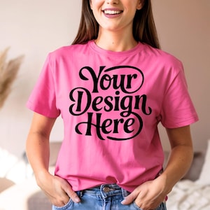 Neon Pink Comfort Colors T-Shirt Mockup C1717 (JPEG & PNG Digital Download