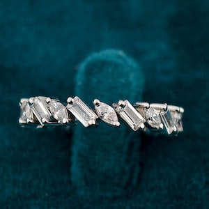 Marquise and Baguette Diamond Wedding Band for Engagement Ring,  Eternity Band, Lab Grown Diamond Band, Stackable Band Bridesmaid Gift