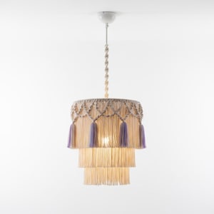 Lámpara colgante estilo boho con flecos