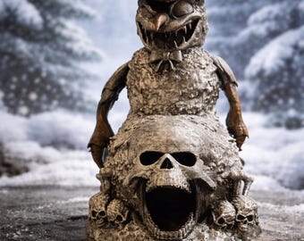 Dice Tower “Winter Holidays” – Skull Snowman Dice Tower | Fantasy Dice Tower made of PLA | DnD & RPG Accessory | Black / White