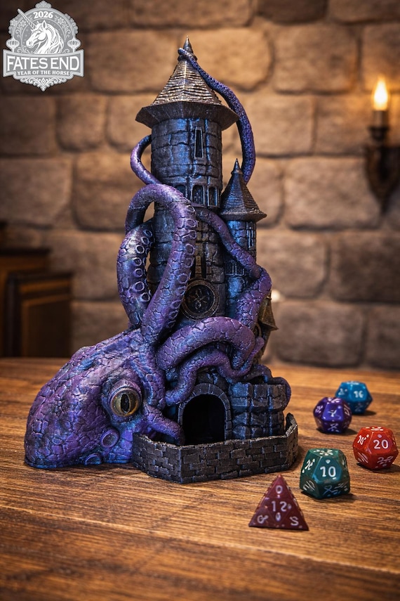 Kraken Dice Tower DnD Würfelturm Steampunk Cthulhu Tower Tabletop Dice Tower Dungeons and Dragons Zubehör Pen and Paper Geschenk