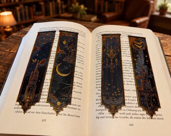 Lesezeichenset Magische Nachtschule 3D Druck, 4 Fantasy Bookmarks, multicolor PLA, Geschenk für Leseratten