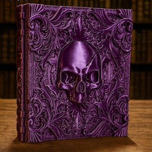 Book Tome „Death Magic“ – Modularer Würfelturm & Aufbewahrungsbuch | Silk PLA Silber | DnD, Pathfinder, Fantasy, RPG Zubehör