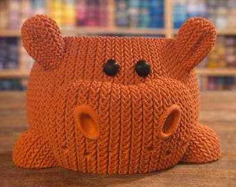 Yarn bowl “Hippo” – 3D printed wool bowl made of PLA | Crochet & knitting accessories | Cute yarn bowl