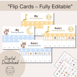 Morning and Evening Routine Chart for Kids, Visual Schedule Printable, Montessori Daily Routine, Responsibility Chart, Toddler Routine Cards