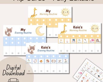 Morning and Evening Routine Chart for Kids, Visual Schedule Printable, Montessori Daily Routine, Responsibility Chart, Toddler Routine Cards