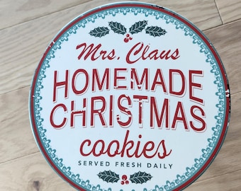 Vintage Mrs. Claus Homemade Christmas Cookies Metal Stool