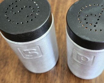 Vintage Mid-Century Aluminum Salt and Pepper Shakers