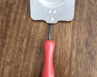 Vintage Red Wood Handle Spatula with Metal Star Head