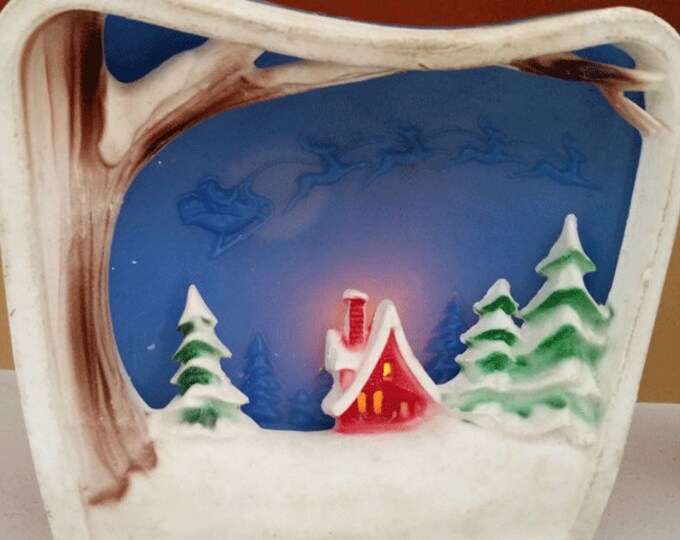 Vintage Christmas Scene Glow Candle Gurley Candle Co. Buffalo NY Etsy