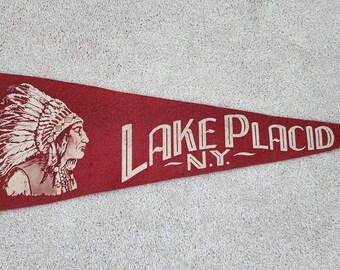 Vintage Lake Placid, N.Y. (New York) 26" Felt Pennant