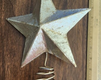 Gold 8.5" Star Cardboard and Metal Christmas Tree Topper