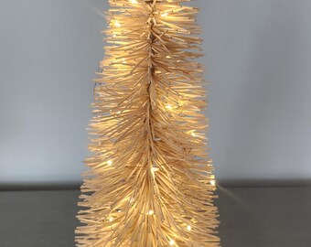 Battery Lighted Wooden Bottle Brush Christmas Tree 16" Tall