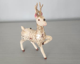 Vintage Decorated Celluloid Christmas Reindeer