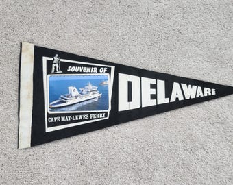 Vintage Delaware Cape May -Lewes Ferry Felt Pennant