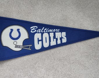 Vintage Felt Baltimore Colts 32" Blue & White Pennant