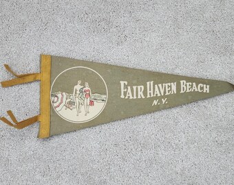 Vintage Fair Haven Beach, N.Y 18" Felt Pennant
