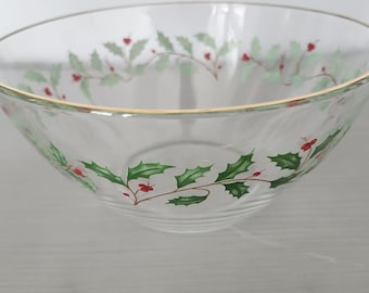 Vintage 9" Glass Christmas Bowl