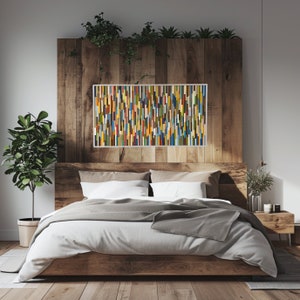 King Headboard Wood Wall Art For Bedroom Decor Commission Art Wood Slat Wall Panel Wood Wall Panels For Room Decor Anniversary Gift For Him