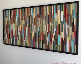 Wood Wall Art - Wood Art Sculpture - Reclaimed Wood Art - Modern Wall Art/Abstract Painting on Wood 24x48