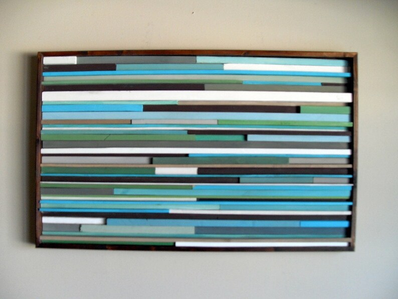 Wood Wall Art Blue Wall Art Living Room Wall Art 18x30 Etsy