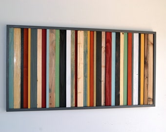 Wood Wall Art - Wood Art - Reclaimed Wood Wall Art - Stripes 24X48