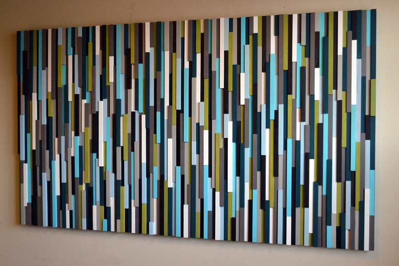 Modern Wood Sculpture Wall Art Skinny Rectangles 40x70 Etsy