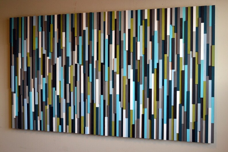 Wood Wall Art, Commission Art Wood Slat Wall Panel, Wood Wall Panels, Wood Slat Wall, Wood Panel Wall, 3d Wood Wall Art, Geometric Wood Art image 2