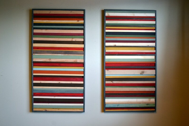 Wall Art Set Wood Wall Art Living Room Art 24x48 Etsy