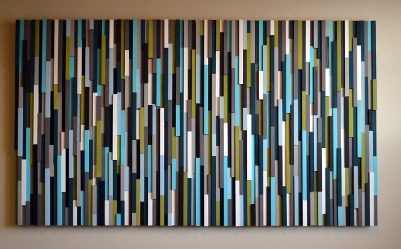 Wood Wall Art, Commission Art Wood Slat Wall Panel, Wood Wall Panels, Wood Slat Wall, Wood Panel Wall, 3d Wood Wall Art, Geometric Wood Art image 3