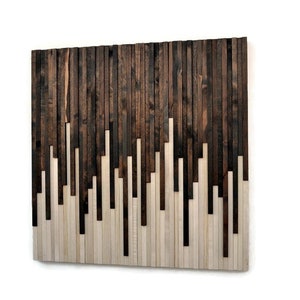 Wood Wall Art, Commission Art Wood Slat Wall Panel, Wood Wall Panels, Wood Slat Wall, Wood Panel Wall, 3d Wood Wall Art, Geometric Wood Art immagine 3