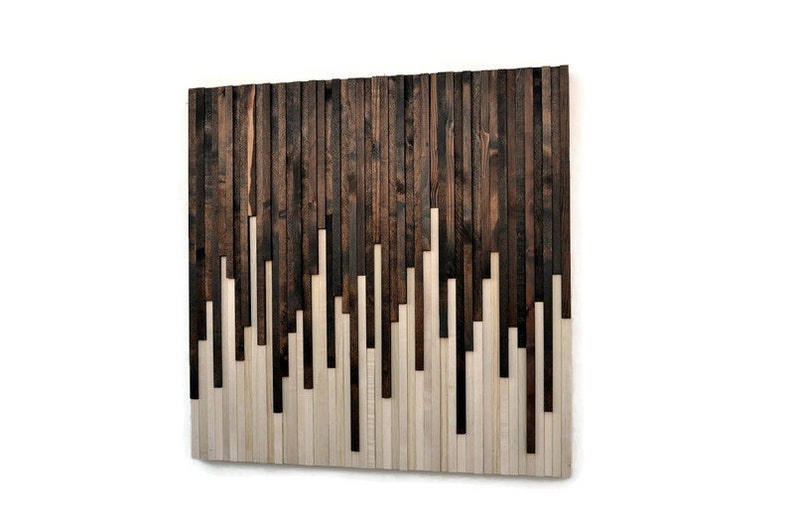 Wood Wall Art, Commission Art Wood Slat Wall Panel, Wood Wall Panels, Wood Slat Wall, Wood Panel Wall, 3d Wood Wall Art, Geometric Wood Art immagine 3