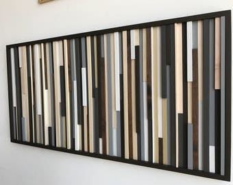 Wood Wall Art - Reclaimed Wood Art Sculpture - Modern Wall Art - Home Decor  - Painting on Wood - 3D Art - Wood Wall Hanging  - 24x48